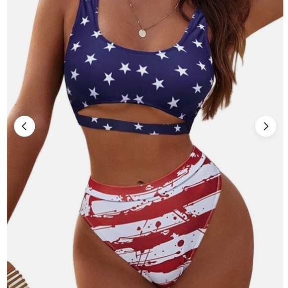 Two Piece Bikini Set USA Full Coverage Swimsuit Tummy Control Padded NWOT Size M - Picture 1 of 3